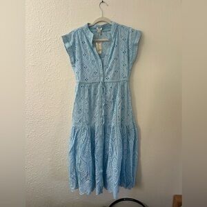 Sundance Light Blue Eyelet Midi Dress